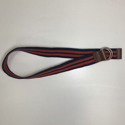 S/M: Striped D Ring Boys Belt w/ Leather Ends