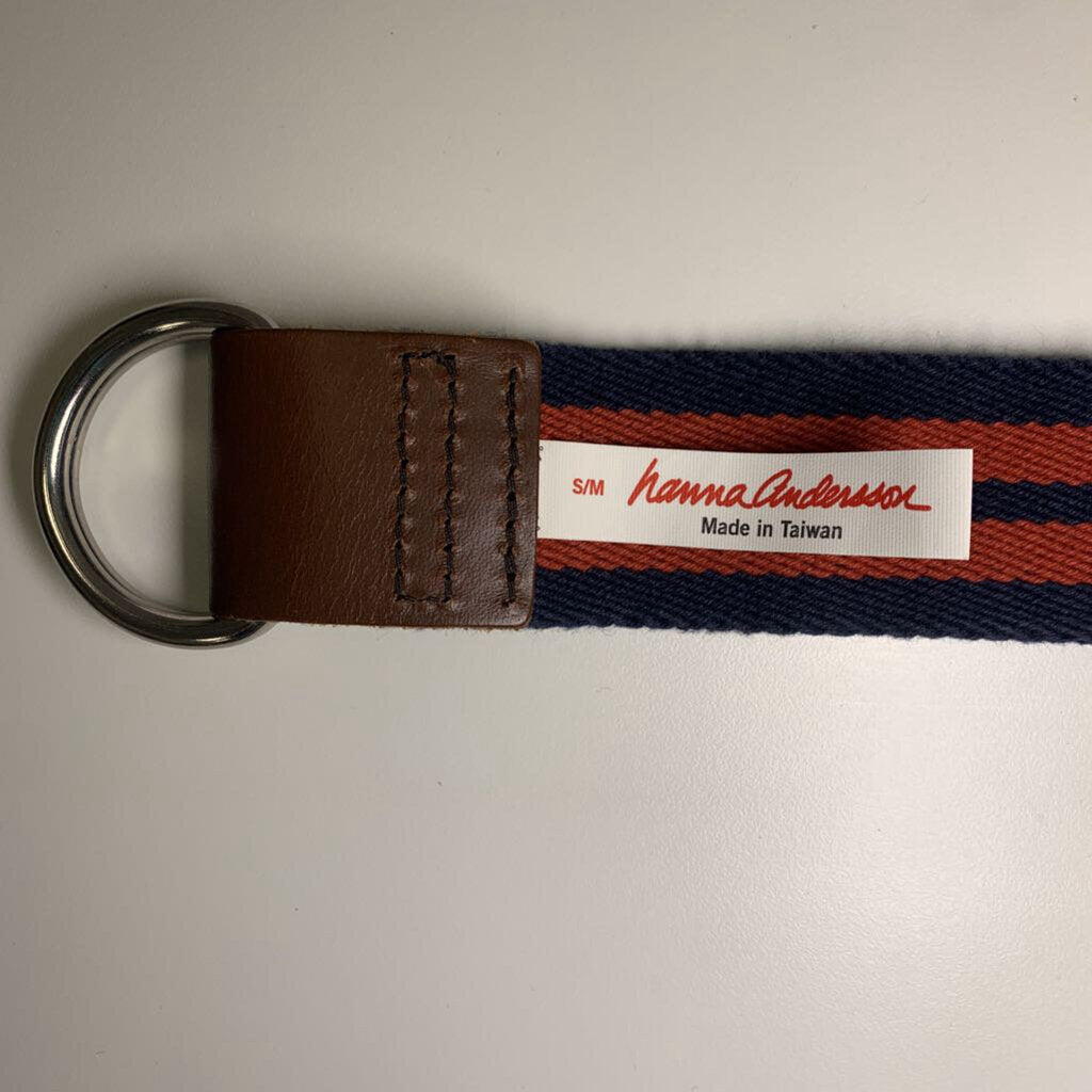 S/M: Striped D Ring Boys Belt w/ Leather Ends