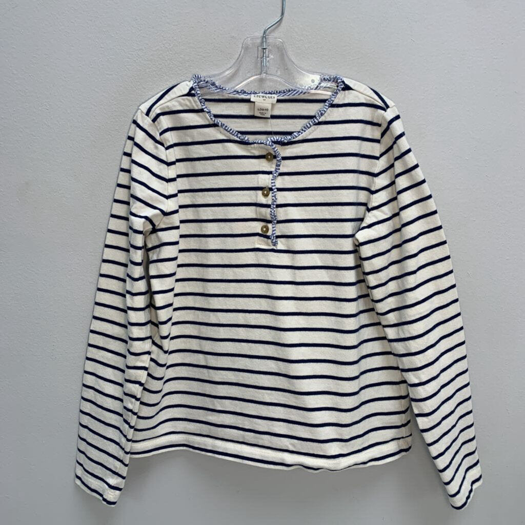 10-11: Long Sleeve Henley Sweatshirt - Stripes