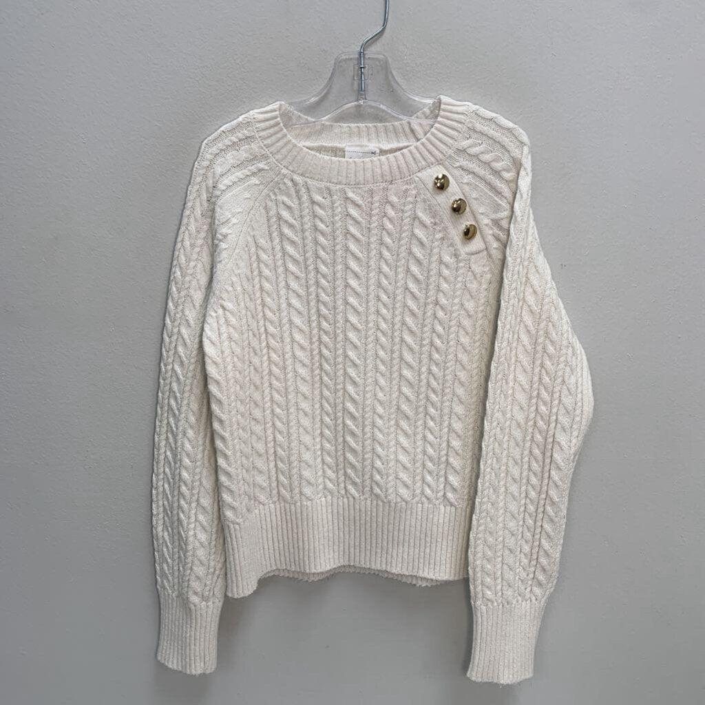 9-10: Cable Knit Sweater w/ Gold Buttons