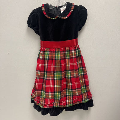 4T: Hanna Andersson red & green plaid w/black velour top holiday dress
