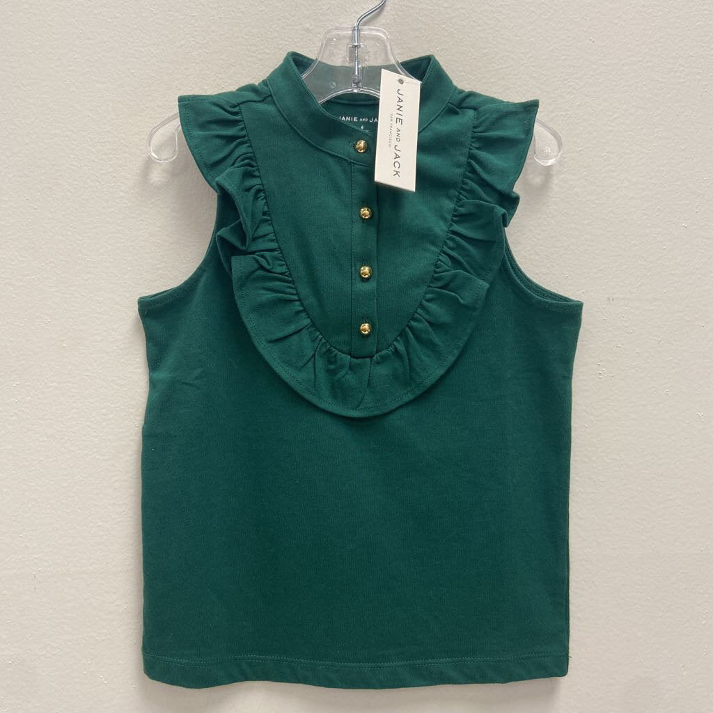 Size 6: Janie and Jack forest green sleeveless holiday top NWT