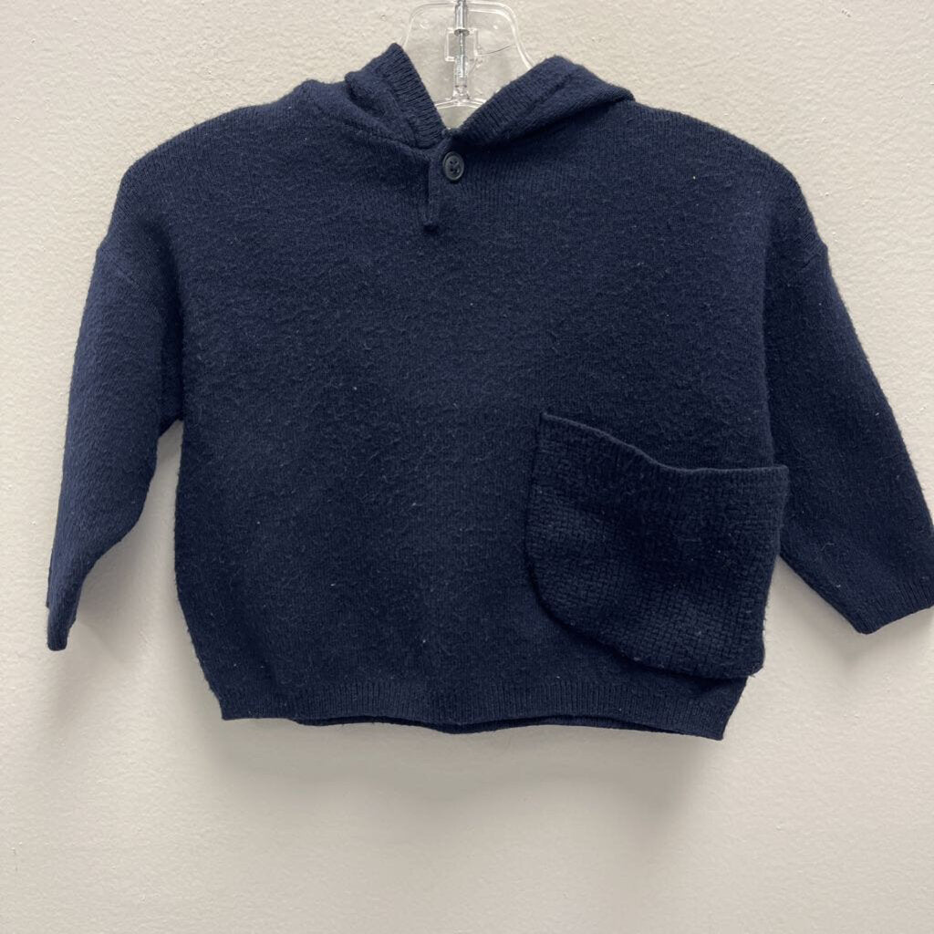 6-9M: Zara navy knit hood sweater