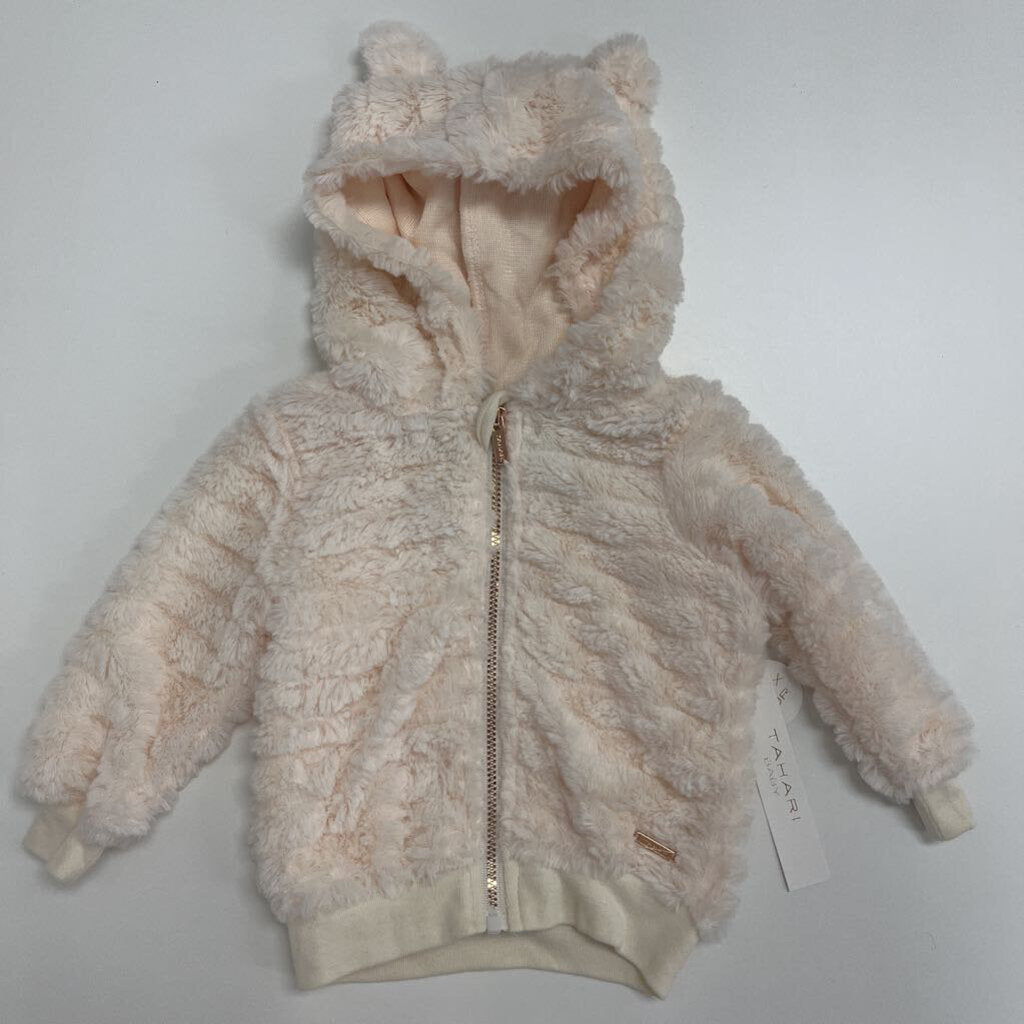 6-9M: Tahari cream faux fur jacket NWT