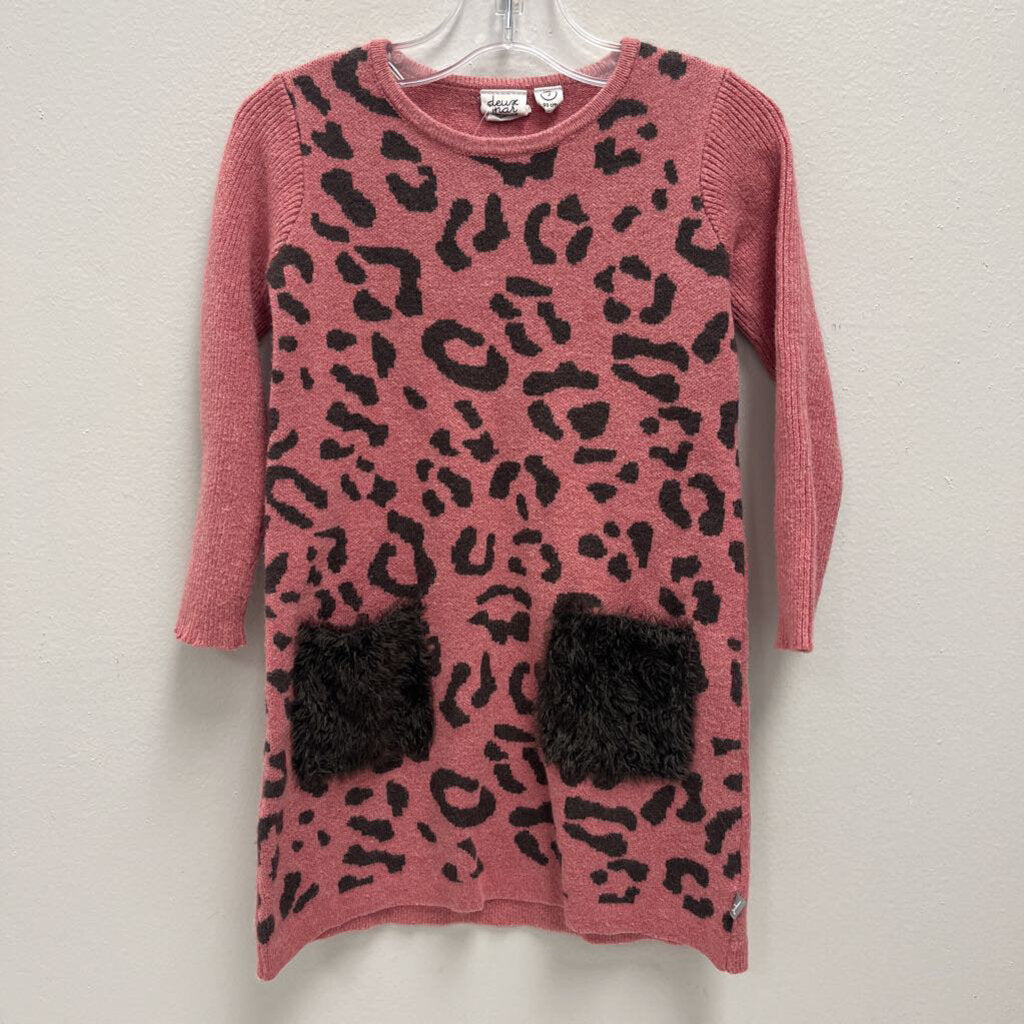 3: Deux par Deux pink w/grey leopard knit dress