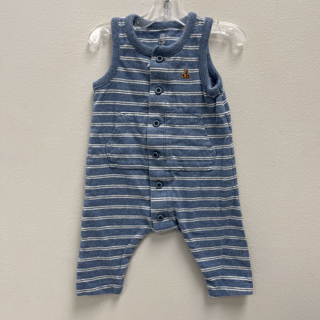 3-6m: Baby Gap blue & white romper