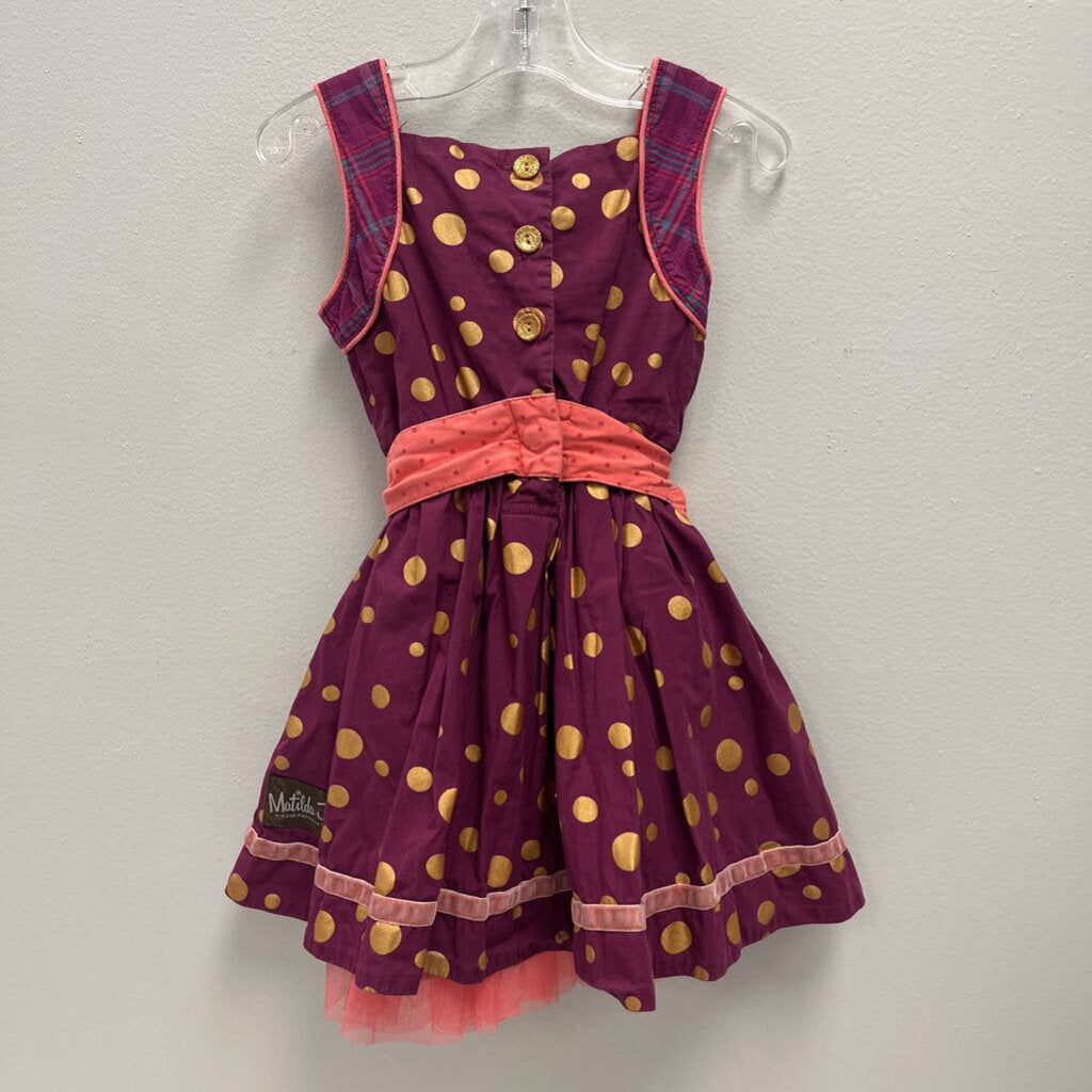 4: Matilda Jane purple w/gold dots & tulle hem dress