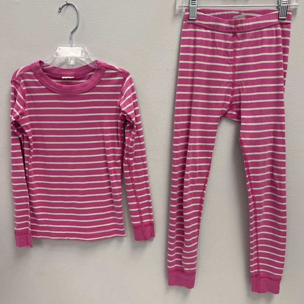 6-7: Hanna Andersson pink striped 2pc pj's