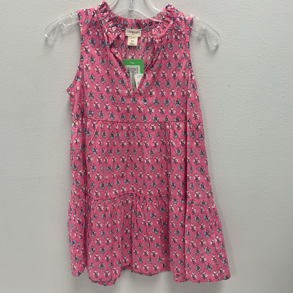 5: Crewcuts pink w/green & white floral print sundress NWT