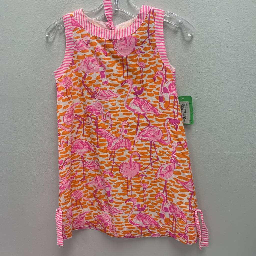 6: Gretchen Scott orange w/pink flamingo print summer dress