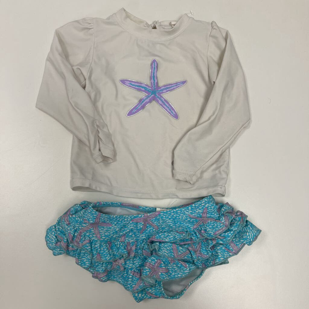 18-24M: SnapperRock aqua/purple/pink print 2pc swimsuit